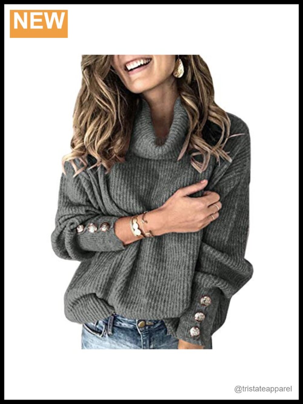 Oversized Chunky Knit Sweater Warm Winter Pullover High Neck Long Sleeve